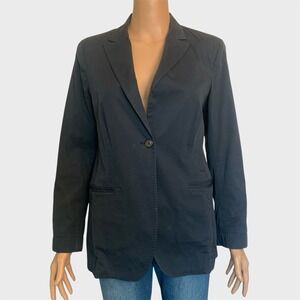 Lorena Antoniazzi Womens Blue Cotton Blazer Small Italy Tailored Chic Minimalist